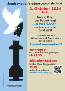 Aufruf zur bundesweiten Friedensdemonstation am 3. Oktober in Berlin
